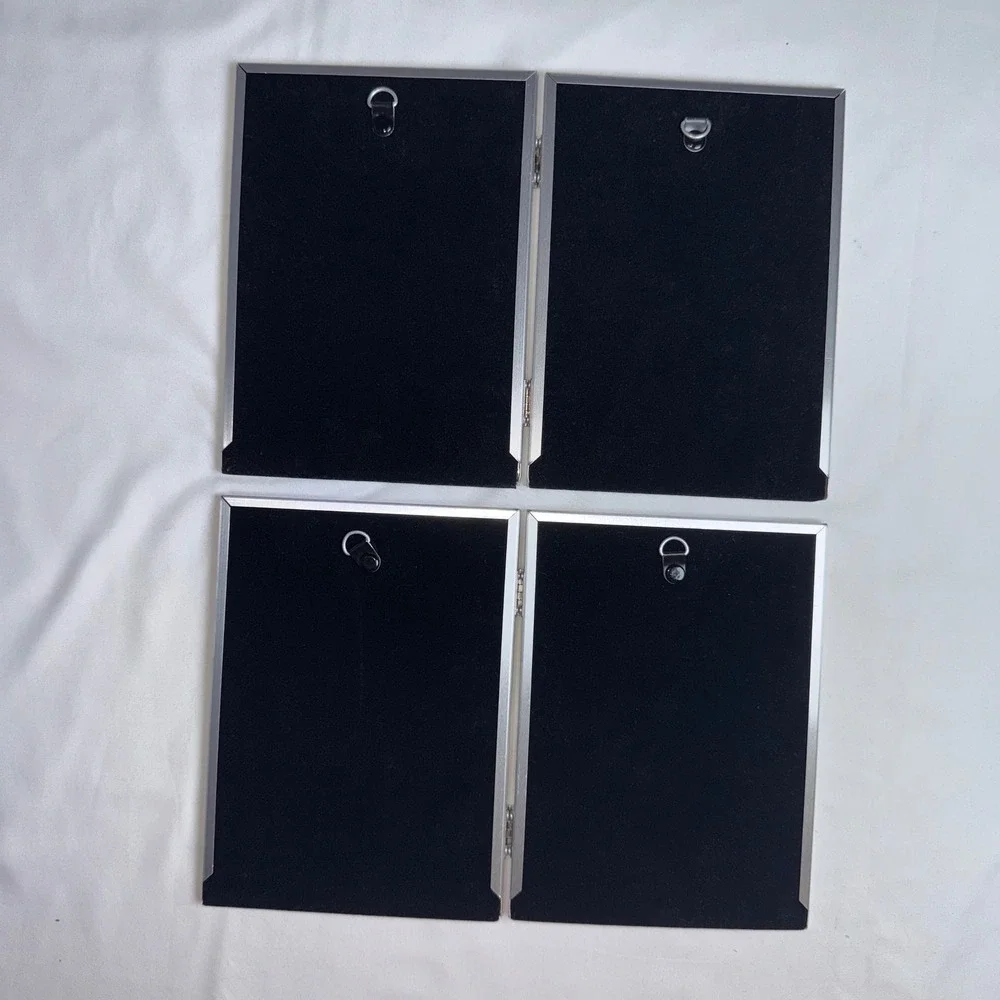 Brushed Silver Metal Double Picture Frames Hinged 5x7 Set of 2 Modern Decor